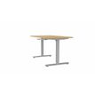 Bureau AXEL assis/debout - réglage par manivelle - L140 x P80 cm - plateau imitation chêne clair - pieds gris
