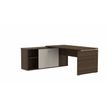 Bureau manager MOKA - L182 x P160 cm - avec console retour - plateau droit - imitation noyer brun