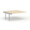 Bureau Bench CONECT - plan suivant - L180 x P165 cm - plateau imitation chêne clair - pieds gris