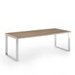 Bureau Manager FLORA - L180 x P90 cm - pieds cadre en métal effet chromé - plateau imitation merisier arabis