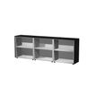 Armoire basse triple Flora - L243xP43xH81,4 cm - 3 étagères - frêne noir