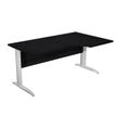 Bureau compact Trend - L160 cm - retour à droite - Pieds métals - plateau imitation frêne noir - (pied de renfort obligatoire à rajouter - non inclus)