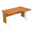 Bureau compact Trend - retour à droite avec pieds bois en L + pied de renfort - L160 - plateau imitation noyer clair