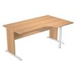 Bureau compact Trend - retour à droite avec pieds bois en L + pied de renfort - L160 - plateau imitation hêtre