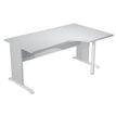Bureau compact Trend - L160 cm - retour à droite - pieds bois - plateau gris