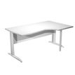 Bureau compact Trend - retour à droite avec pieds métal en L + pied de renfort - L160 - plateau blanc - pied métal alu