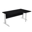 Bureau compact Trend - L160 cm - retour à droite - Pieds métals - plateau imitation frêne noir