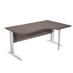 Bureau compact Trend - retour à droite avec pieds métal en L + pied de renfort - L160 - plateau imitation frêne toscan - pied métal alu