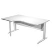 Bureau compact Trend - retour à gauche avec pieds métal en L + pied de renfort - L160 - plateau blanc - pied métal alu