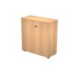 7331920002120-Bibliothèque basse Trend - L80xP35xH72 cm - 2 portes en mélaminé avec serrure - imitation hêtre--0