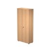 Bibliothèque haute Trend - L80xP35xH180 cm - 2 portes en mélaminé avec serrure - imitation hêtre