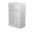 Bibliothèque mi-haute Trend - L80xP35xH120 cm - 2 portes en verre dépoli - gris