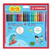 4006381608428-Stabilo - Etui carton mixte coloriage STABILO  X 24 - 12 feutres Power pointe moyenne  + 12 crayons de couleur--0