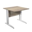 Bureau droit Trend - L80 - Pieds métals - plateau imitation chêne canadien - pied alu
