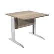 Bureau droit Trend - L80 - Pieds métals - plateau imitation chêne canadien - pied effet chromé