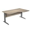 Bureau compact Trend - L160 cm - retour à droite - Pieds métals anthracite - plateau imitation chêne canadien - (pieds de renfort obligatoire à rajouter - non inclus)