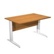 Bureau droit Trend - L120 - Pieds métals - plateau imitation aulne - pied blanc
