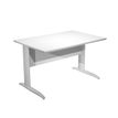 Bureau droit Trend - L120 - Pieds métals - plateau blanc - pied effet chromé
