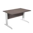 Bureau droit Trend - L120 - Pieds métals - plateau imitation frêne toscan - pied blanc