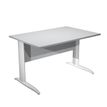 Bureau droit Trend - L140 - Pieds métals - plateau gris - pied blanc