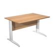 Bureau droit Trend - L120 - Pieds métals - plateau imitation hêtre - pied blanc