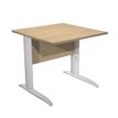 Bureau droit Trend - L80 - Pieds métals - plateau imitation chêne - pied effet chromé