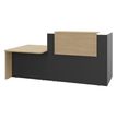 Banque d'accueil OLA - Ensemble composé d'un module haut + un module PMR et d'une tablette chêne clair - L242,5 cm - carbone et chêne clair