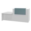 Banque d'accueil OLA - Ensemble composé d'un module haut + un module PMR et d'une tablette bleu argile - L242,5 cm - blanc perle