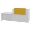 Banque d'accueil OLA - Ensemble composé d'un module haut + un module PMR et d'une tablette jaune curry - L222,5 cm - blanc perle