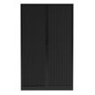 Armoire haute à rideaux - L120 x H198 x P43 cm - corps noir/rideau noir