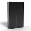 3700339995851-Armoire haute à rideaux - L120 x H198 x P43 cm - corps noir/rideau noir--1