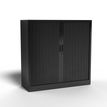 Armoire basse à rideau - L120 x H105 x P43 cm - corps noir/rideau noir