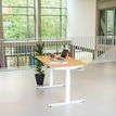 Bureau électrique UGO - L120x70cm - pieds blancs - plateau imitation chêne Stone