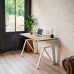 3760350280497-Bureau THEODORE  L120 - pieds blanc - plateau imitation chêne-P_405119061_2-1