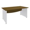 Bureau droit DUAL - L140 - Pieds blanc - plateau imitation noyer