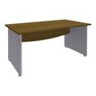 Bureau droit DUAL - L160 - Pieds alu - plateau imitation noyer