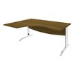 Bureau compact à gauche IDRA - L160 cm - Pied blanc - plateau imitation noyer (Pieds de renfort obligatoire à rajouter - non inclus)
