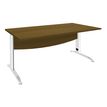 Bureau droit IDRA - L120 cm - Pied blanc - plateau imitation noyer