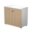 7331920002571-Bibliothèque basse Trend - L80xP44xH72 cm - 2 portes en mélaminé imitation chêne avec -P_405165867_1-0