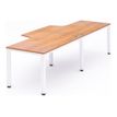 Rocada Executive - bureau double - L360 cm - plateau chêne - pied blanc