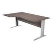Bureau compact Trend - L160 cm - retour à gauche - Pieds métals effet chromé - plateau imitation frêne Toscan - (pieds de renfort obligatoire à rajouter - non inclus)
