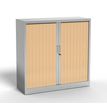 3700339996032-Armoire basse à rideau - L120 x H105 x P43 cm - corps alu/rideau chêne-P_405247684_2-1
