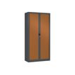 Armoire haute monobloc Class 900 - 180 x 90 x 43 cm - anthracite/imitation merisier