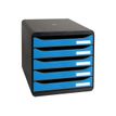 9002493424708-Exacompta Clean'Safe - Module de classement 5 tiroirs - noir/bleu-Angle gauche-1
