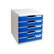 Exacompta Modulo - Module de classement 5 tiroirs - gris lumière/bleu
