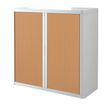 3660141930184-Armoire basse à rideaux EASY OFFICE - 110 x 104 x 41,5 cm - Corps et poignée blanc - Rideaux imitatio--0