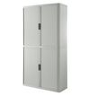 Armoire haute à rideaux EASY OFFICE - 110 x 204 x 41,5 cm - Corps et rideaux gris - Poignée anthracite