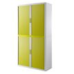 Armoire haute à rideaux EASY OFFICE - 110 x 204 x 41,5 cm - Corps blanc - Rideaux et poignée vert