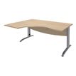 Bureau compact à gauche IDRA - L180 cm - Pieds alu - plateau imitation Chêne clair (Pieds de renfort obligatoire à rajouter - non inclus)