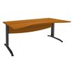 Bureau double vague symétrique IDRA - L180 cm - Pieds anthracite - plateau imitation Merisier